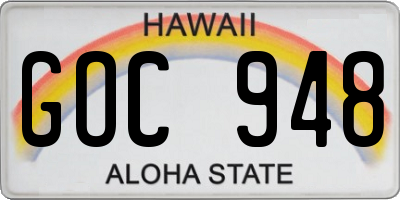 HI license plate GOC948