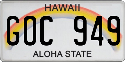 HI license plate GOC949