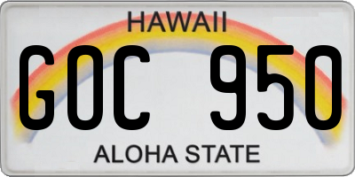HI license plate GOC950