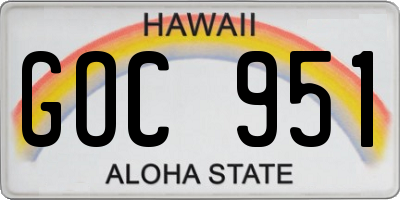 HI license plate GOC951