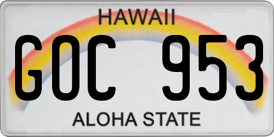 HI license plate GOC953
