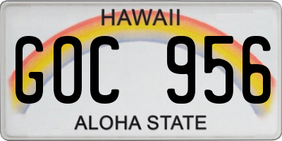HI license plate GOC956