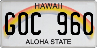 HI license plate GOC960