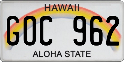HI license plate GOC962