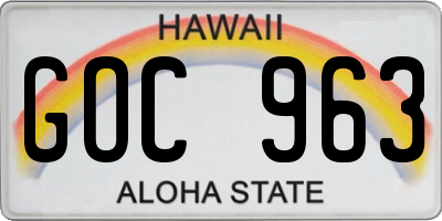 HI license plate GOC963