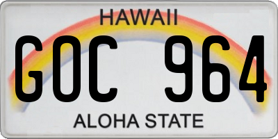 HI license plate GOC964