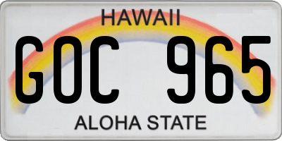 HI license plate GOC965