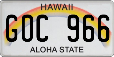HI license plate GOC966