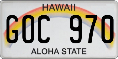 HI license plate GOC970