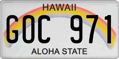 HI license plate GOC971
