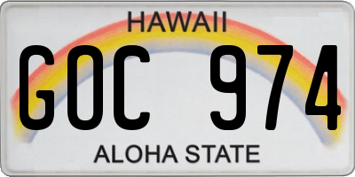 HI license plate GOC974