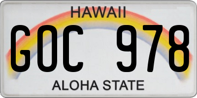 HI license plate GOC978
