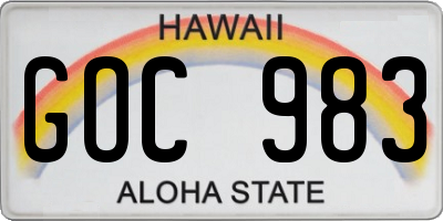 HI license plate GOC983