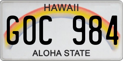 HI license plate GOC984