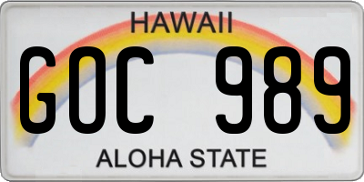 HI license plate GOC989