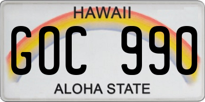 HI license plate GOC990