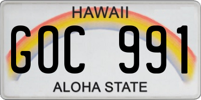 HI license plate GOC991