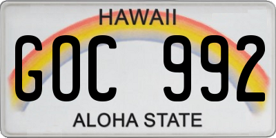 HI license plate GOC992