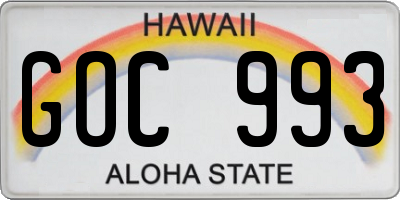 HI license plate GOC993