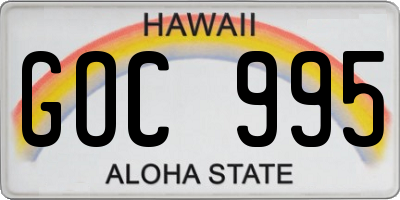 HI license plate GOC995