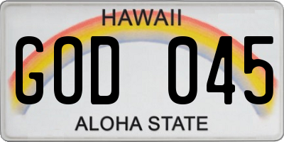 HI license plate GOD045