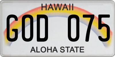 HI license plate GOD075