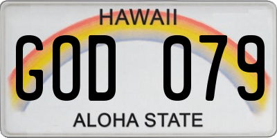 HI license plate GOD079