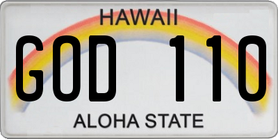 HI license plate GOD110