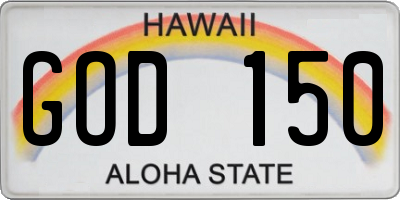 HI license plate GOD150