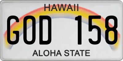 HI license plate GOD158