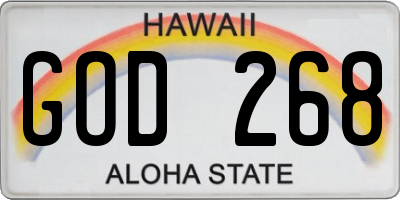 HI license plate GOD268