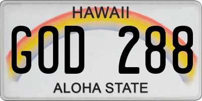 HI license plate GOD288