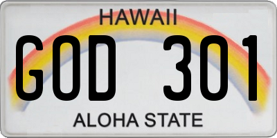 HI license plate GOD301