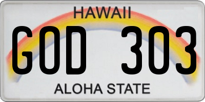 HI license plate GOD303