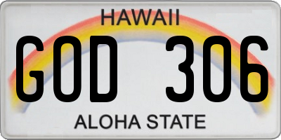 HI license plate GOD306