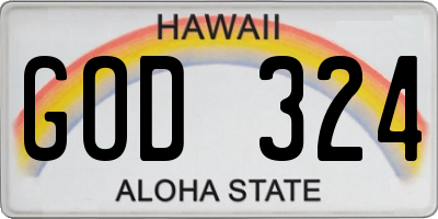 HI license plate GOD324