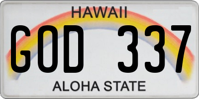 HI license plate GOD337