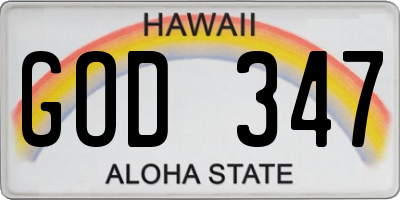 HI license plate GOD347