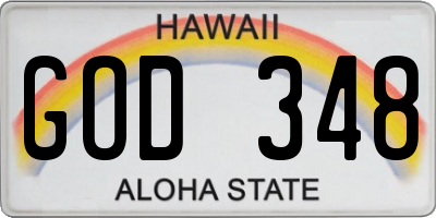 HI license plate GOD348