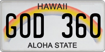 HI license plate GOD360