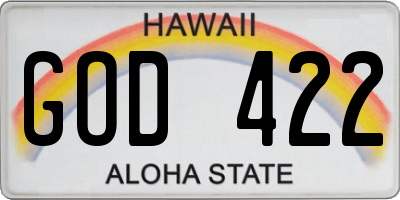 HI license plate GOD422