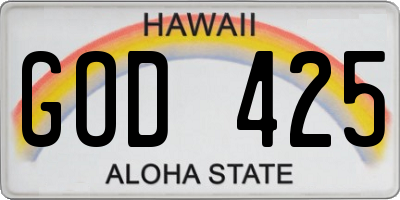 HI license plate GOD425