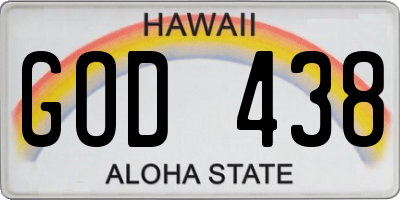 HI license plate GOD438