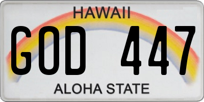 HI license plate GOD447