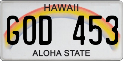 HI license plate GOD453