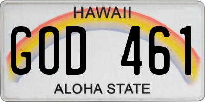 HI license plate GOD461