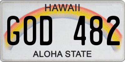 HI license plate GOD482
