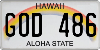 HI license plate GOD486