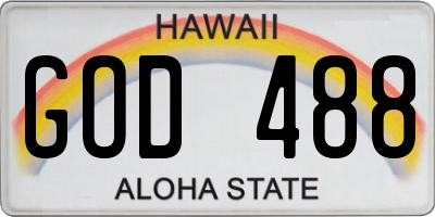 HI license plate GOD488