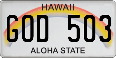 HI license plate GOD503